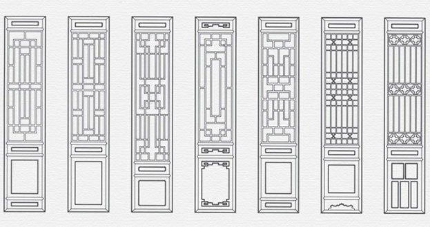 三乡镇常用中式仿古花窗图案隔断设计图